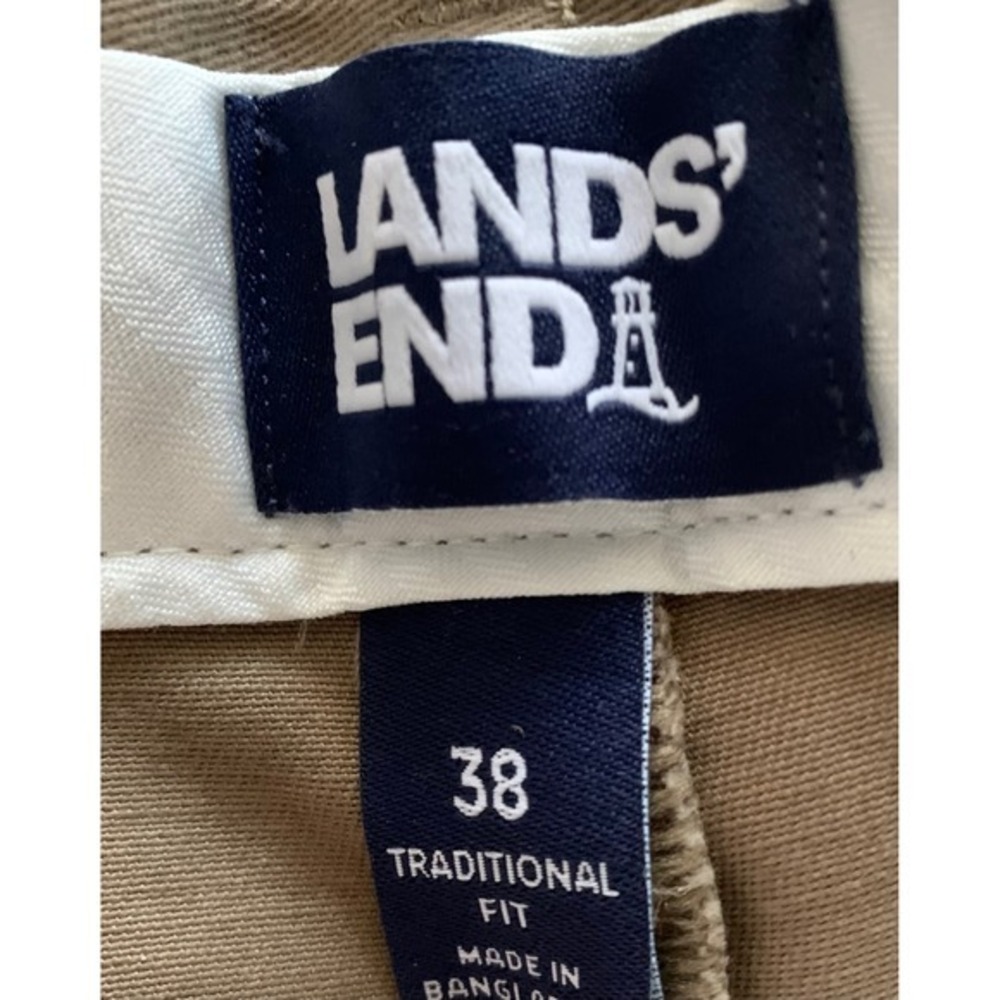 2 Pair-Lands End Traditional Fit Chino Straight Leg Flat Front Preppy Classic-38 - Picture 8 of 15